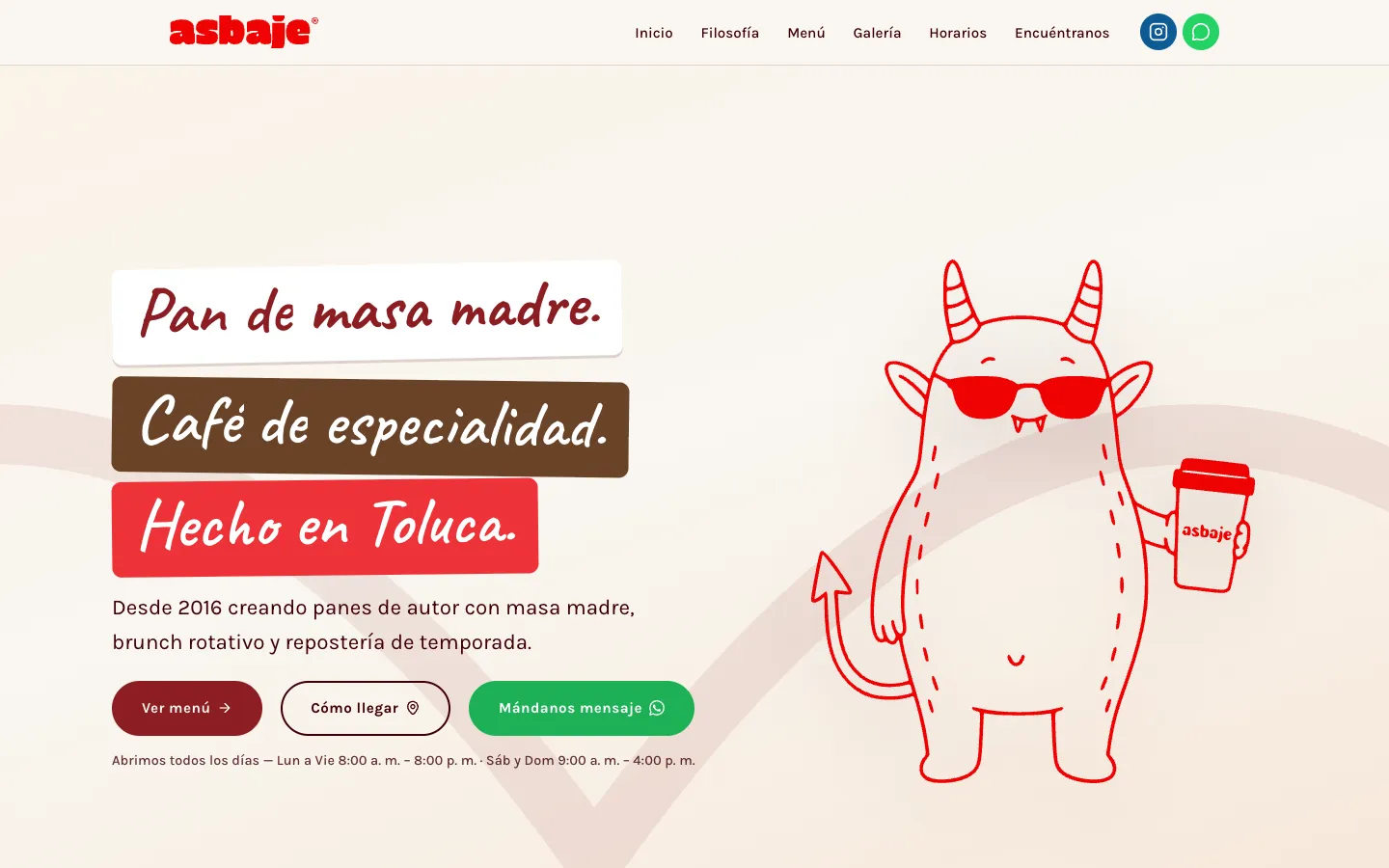 Sitio web de Asbaje Bakehouse, panadería de masa madre en Toluca