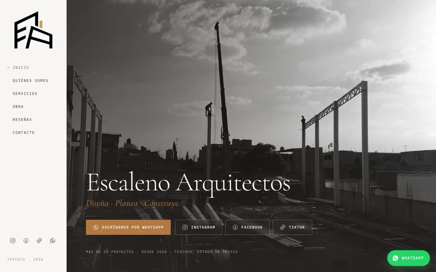 Sitio web de Escaleno Arquitectos, estudio de arquitectura en Texcoco